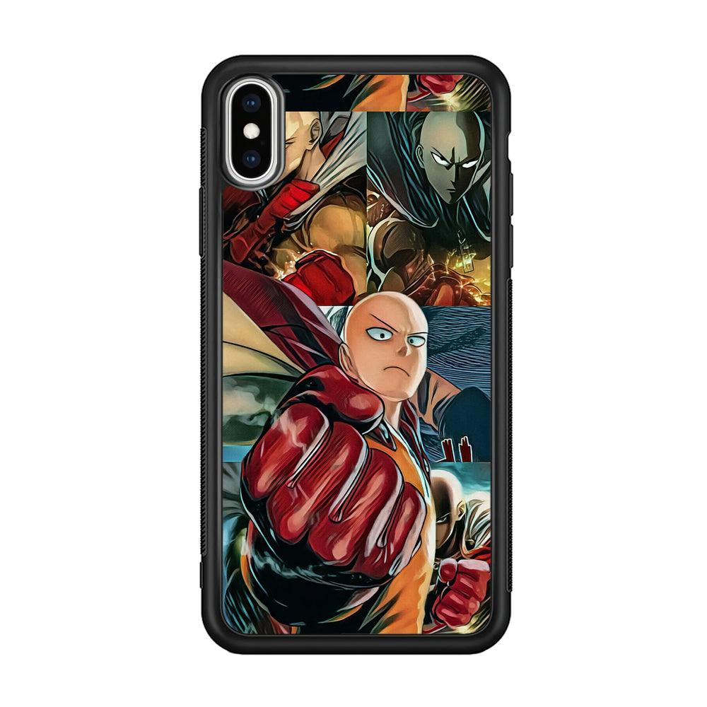 One Punch Man No Time to Smile iPhone XS Case-Rubber Black (2D Case)-Oxvistore