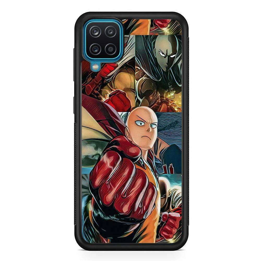 One Punch Man No Time to Smile Samsung Galaxy A12 Case-Rubber Black (2D Case)-Oxvistore