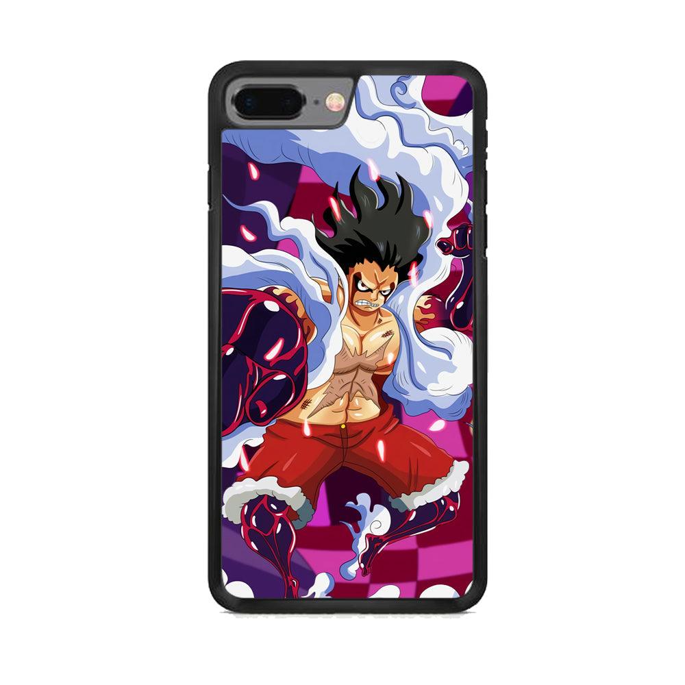 One Piece Luffy Gear 4 iPhone 8 Plus Case-Rubber White (2D Case)-Oxvistore