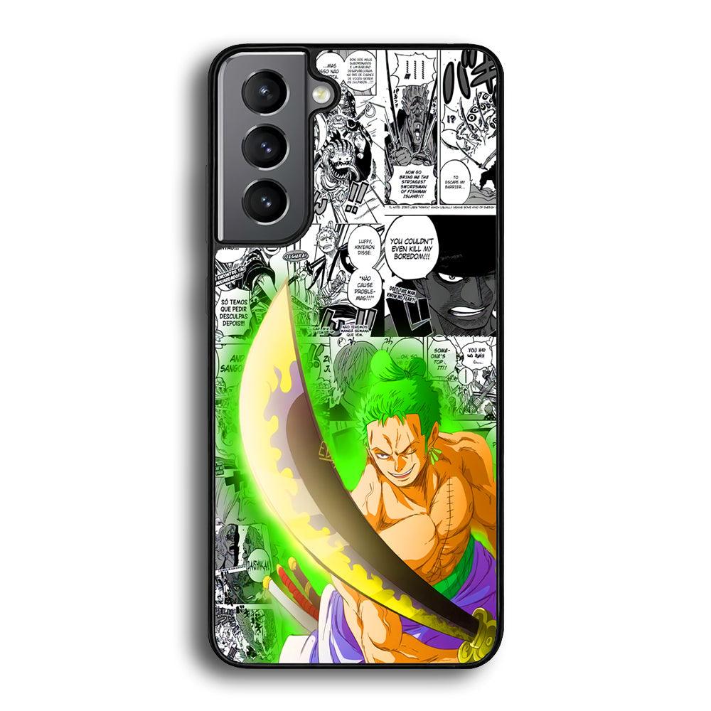 One Piece Zoro wit Enma Samsung Galaxy S21 Plus Case-Rubber Black (2D Case)-Oxvistore
