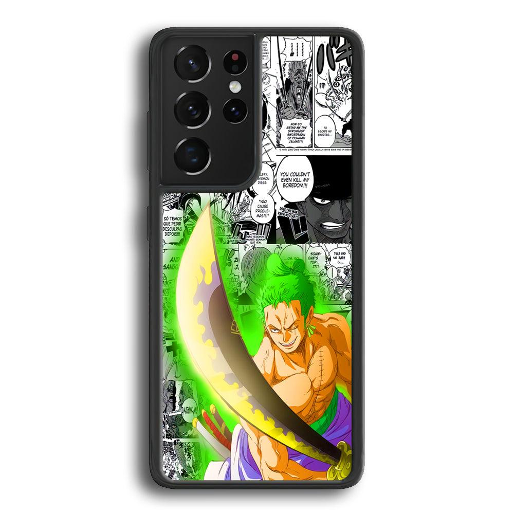 One Piece Zoro wit Enma Samsung Galaxy S21 Ultra Case-Rubber Black (2D Case)-Oxvistore