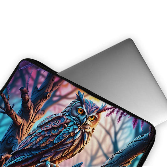 Owl Sitting On Branch Laptop Sleeve Protective Cover-Oxvistore