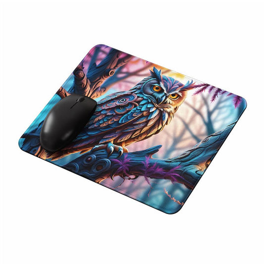 Owl Sitting On Branch Mouse Pads-Oxvistore
