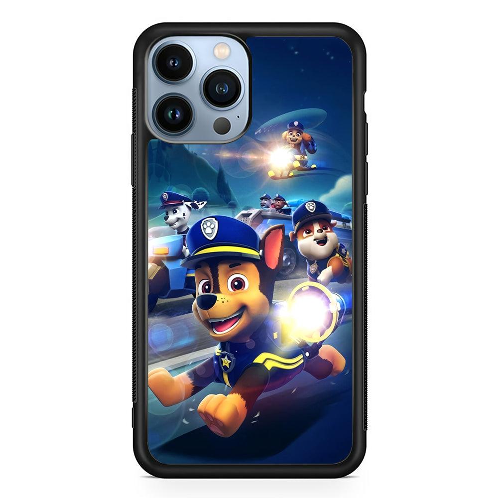 Paw Patrol Night on Duty iPhone 14 Pro Case-Rubber Black (2D Case)-Oxvistore