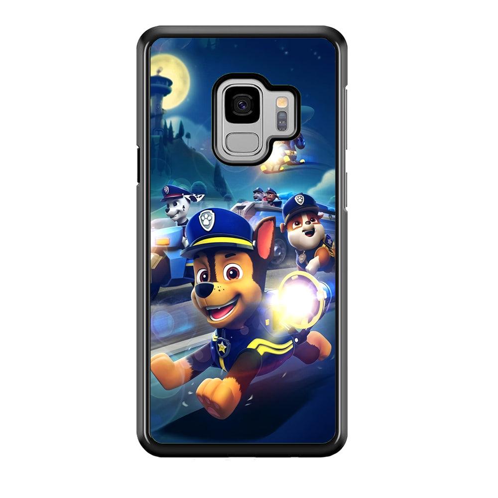 Paw Patrol Night on Duty Samsung Galaxy S9 Case-Rubber Black (2D Case)-Oxvistore