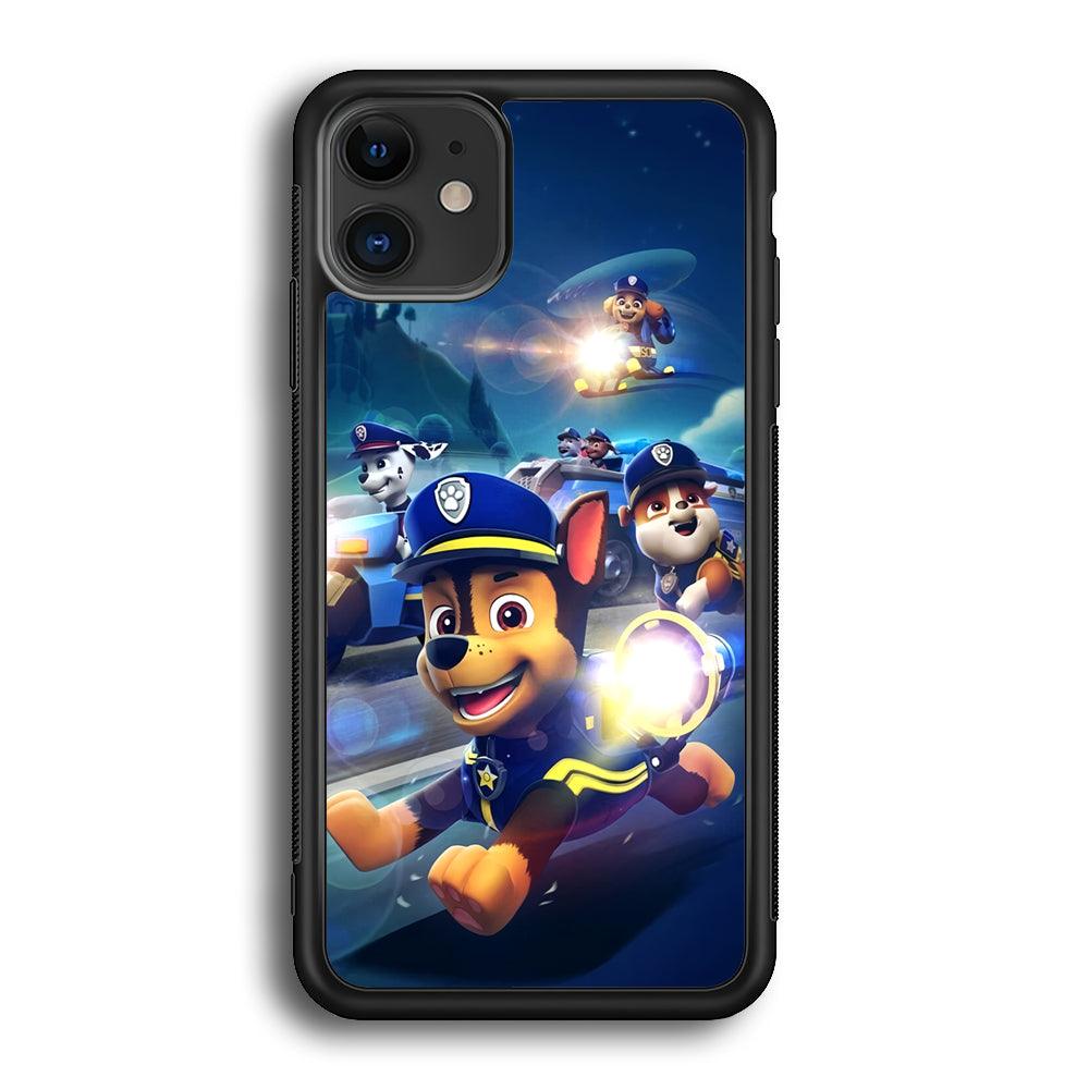 Paw Patrol Night on Duty iPhone 12 Case-Rubber Black (2D Case)-Oxvistore