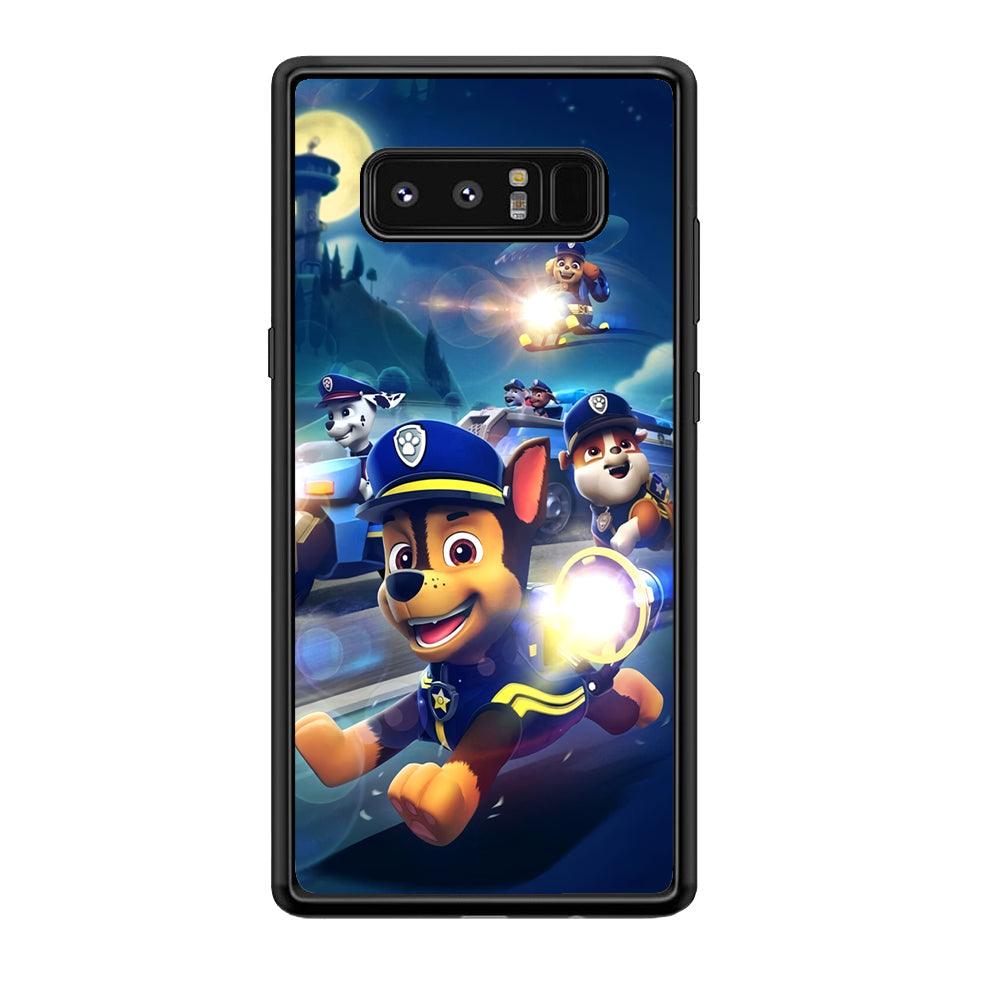 Paw Patrol Night on Duty Samsung Galaxy Note 8 Case-Rubber Black (2D Case)-Oxvistore