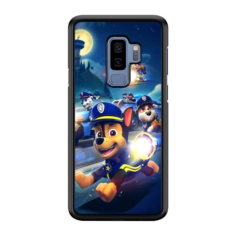 Paw Patrol Night on Duty Samsung Galaxy S9 Plus Case-Rubber Black (2D Case)-Oxvistore
