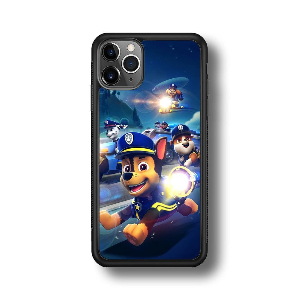 Paw Patrol Night on Duty iPhone 11 Pro Case-Rubber Black (2D Case)-Oxvistore