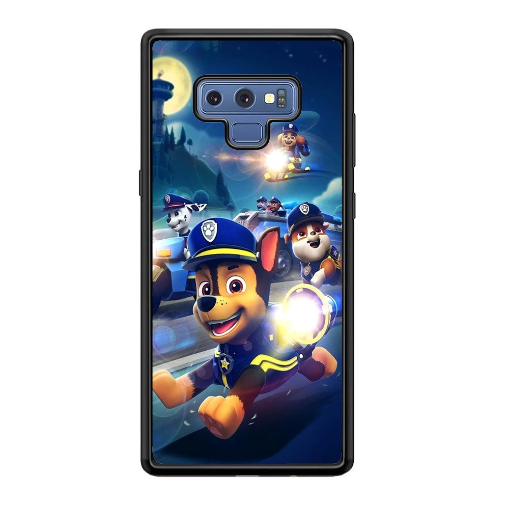 Paw Patrol Night on Duty Samsung Galaxy Note 9 Case-Rubber Black (2D Case)-Oxvistore