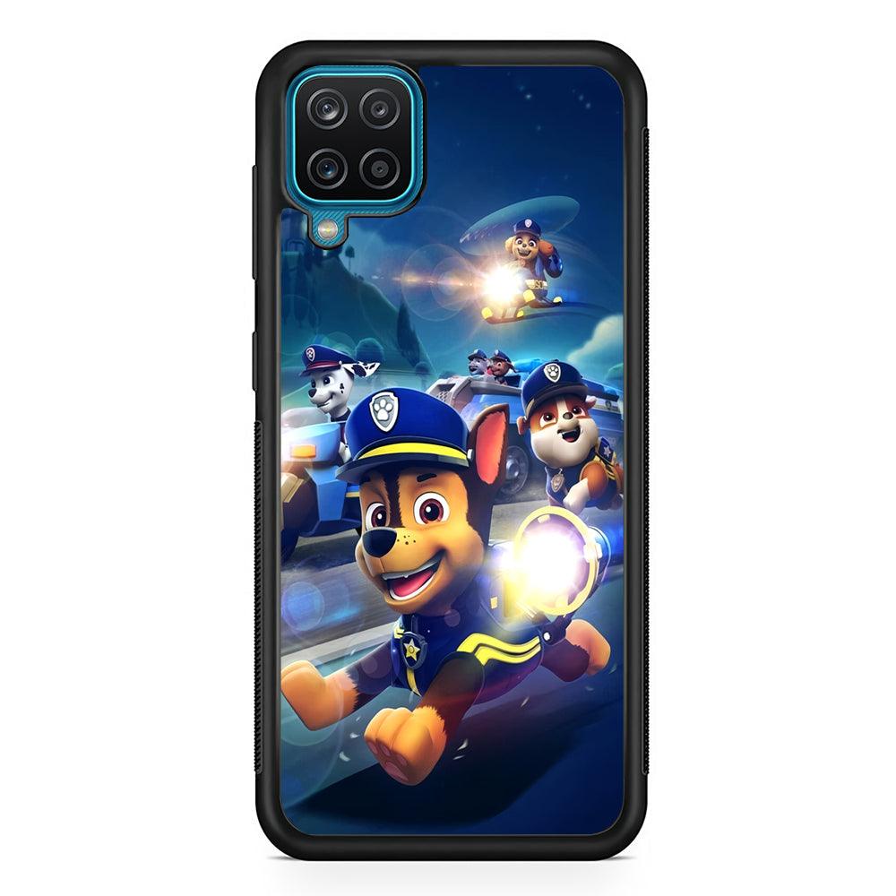 Paw Patrol Night on Duty Samsung Galaxy A12 Case-Rubber Black (2D Case)-Oxvistore