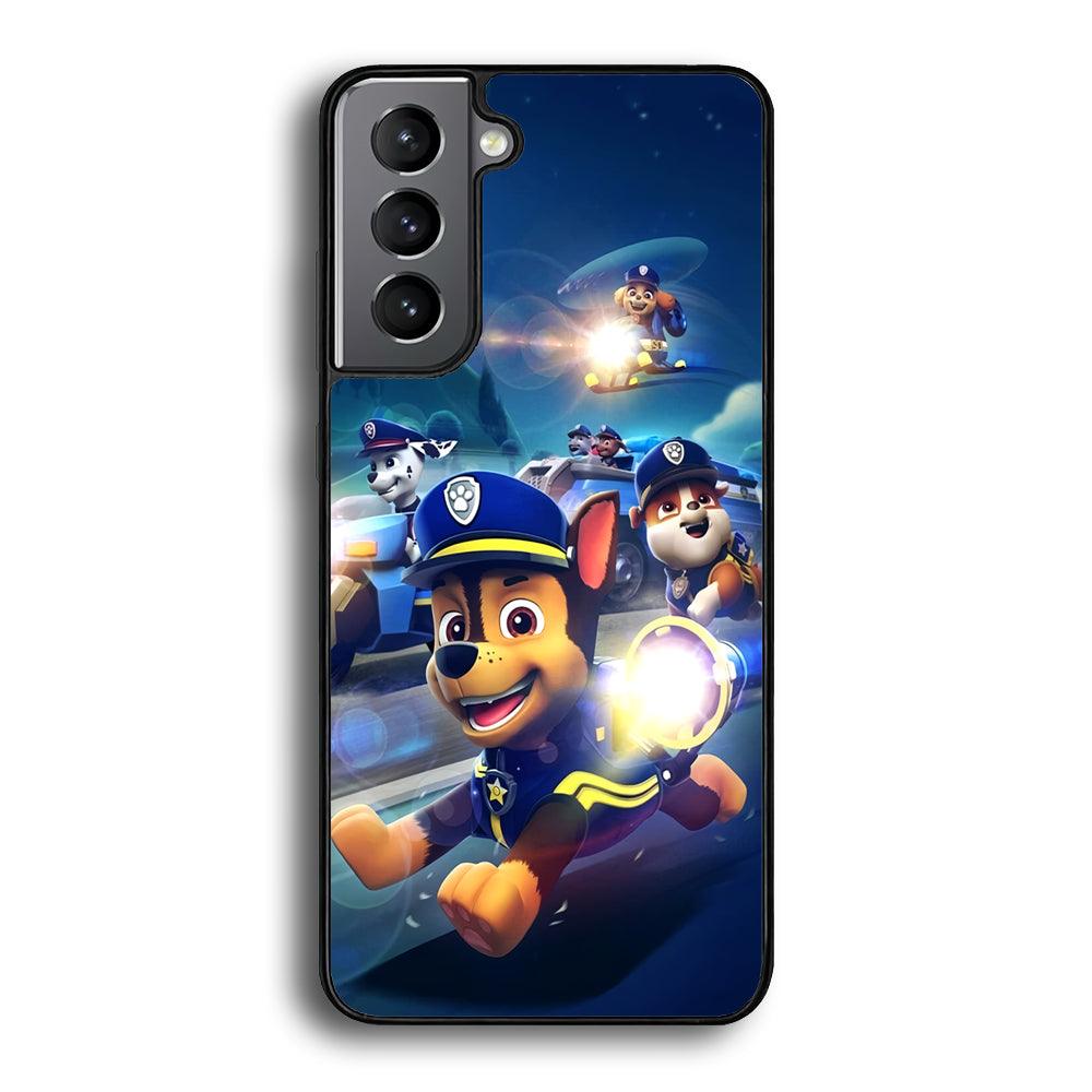 Paw Patrol Night on Duty Samsung Galaxy S21 Case-Rubber Black (2D Case)-Oxvistore