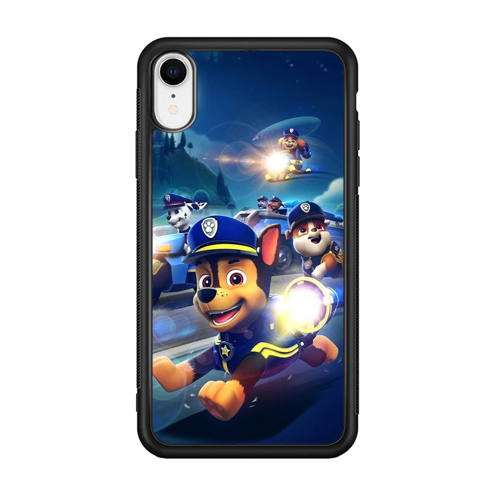 Paw Patrol Night on Duty iPhone XR Case-Rubber Black (2D Case)-Oxvistore