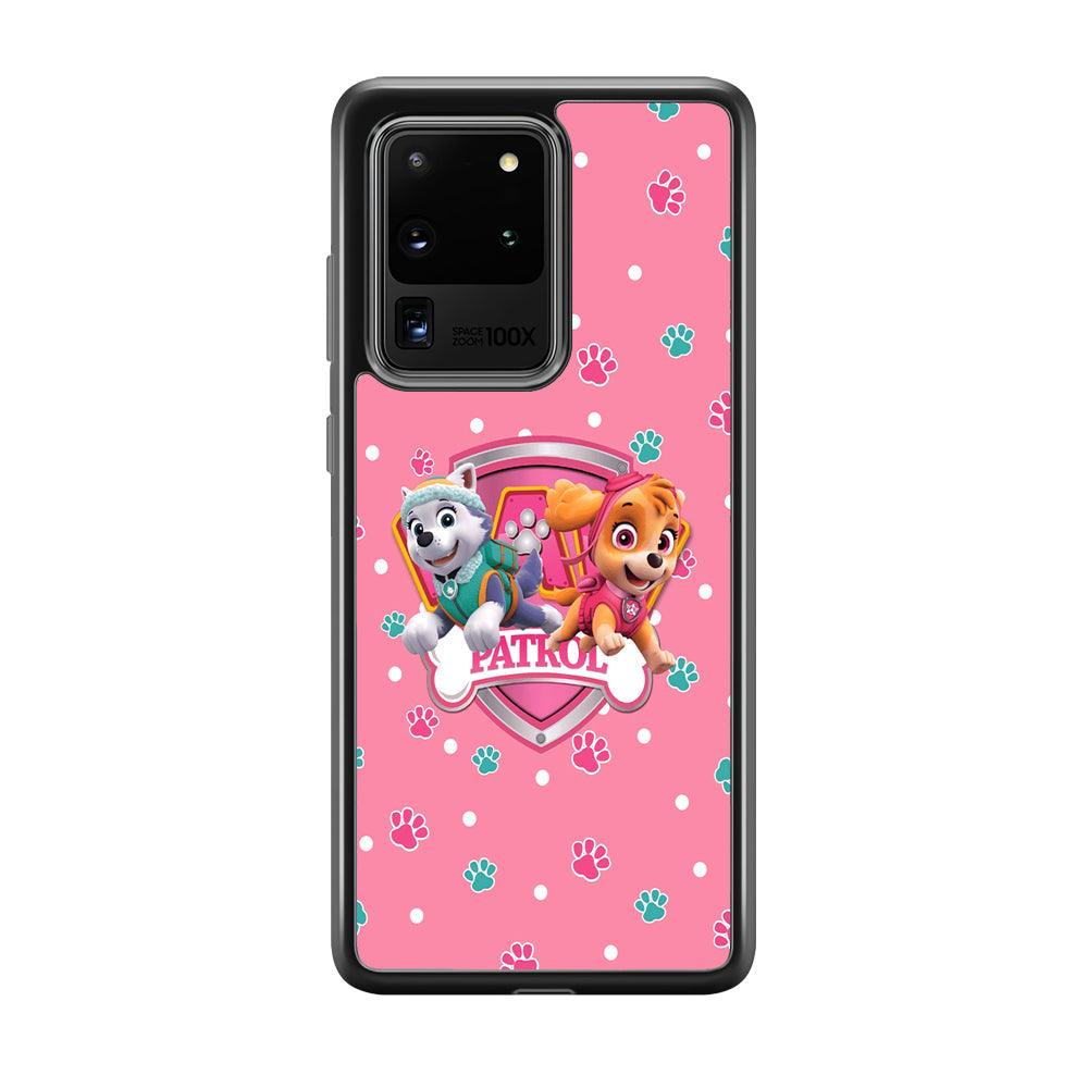 Paw Patrol Skye and Everest Pink Patroll Samsung Galaxy S20 Ultra Case-Rubber Black (2D Case)-Oxvistore