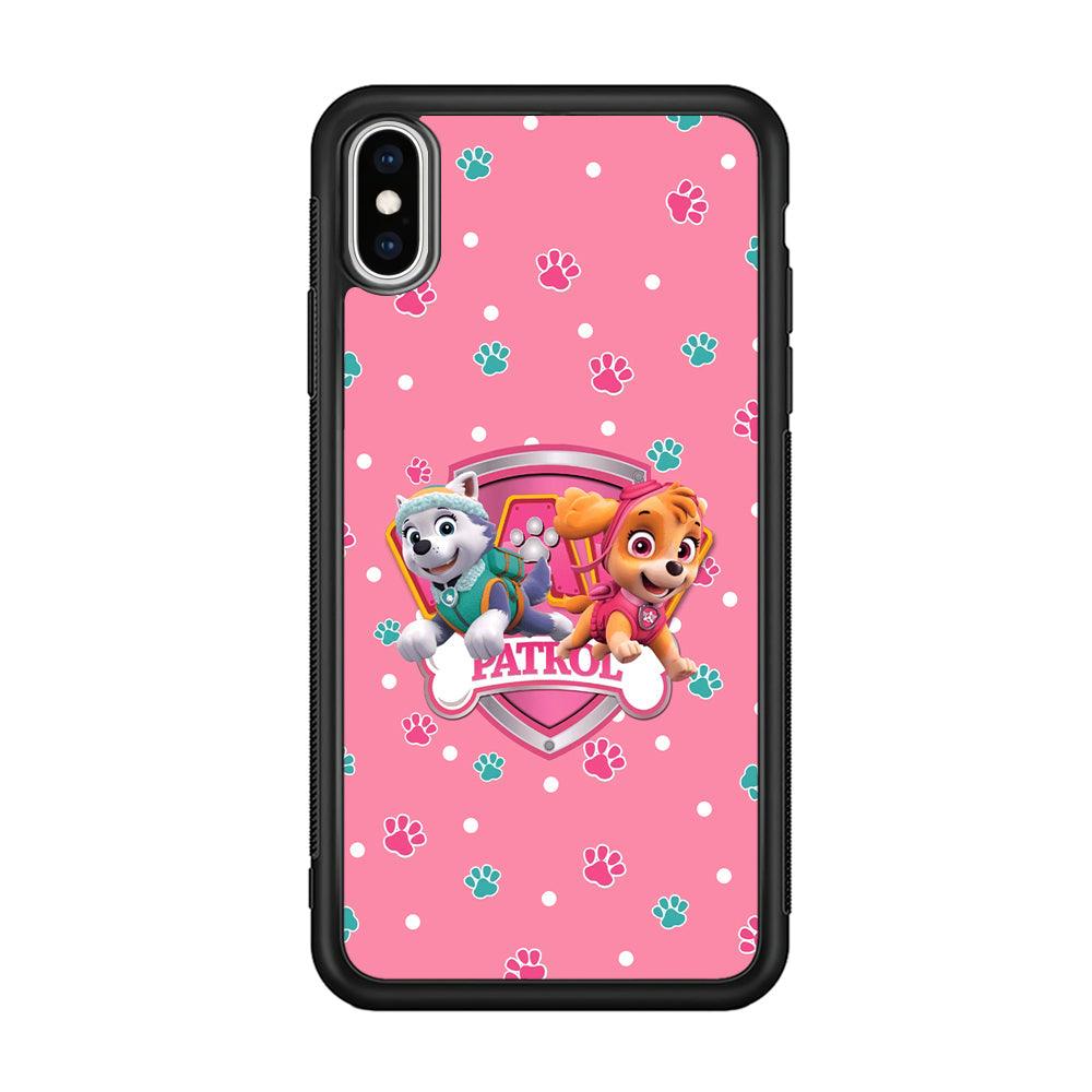 Paw Patrol Skye and Everest Pink Patroll iPhone XS Case-Rubber Black (2D Case)-Oxvistore