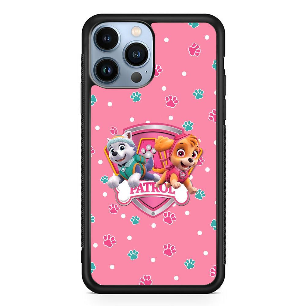 Paw Patrol Skye and Everest Pink Patroll iPhone 15 Pro Case-Rubber Black (2D Case)-Oxvistore