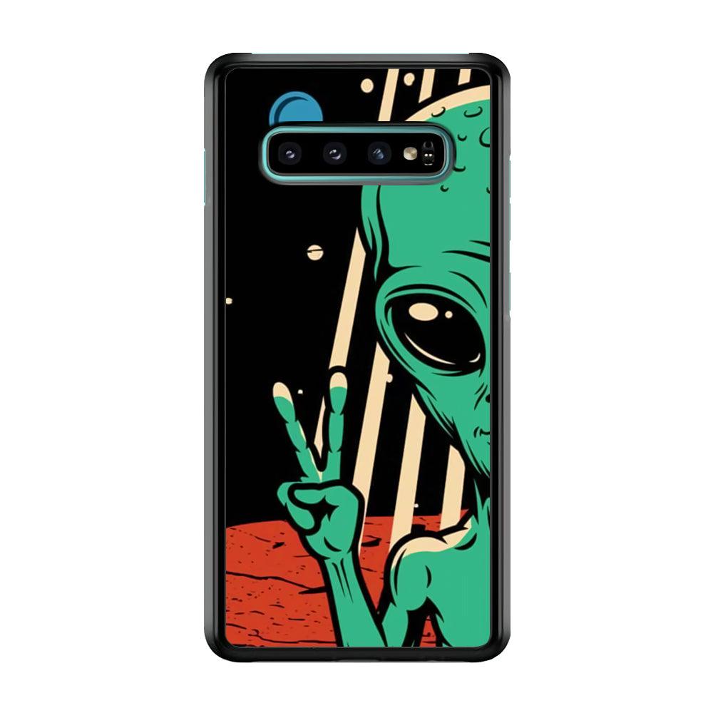 Peace from Another World Samsung Galaxy S10 Case-Rubber White (2D Case)-Oxvistore