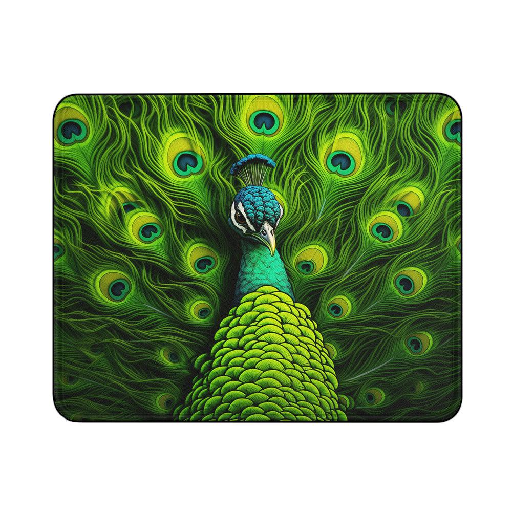 Peacock Green Feathers Mouse Pads | Custom Mouse Pad with Non-Slip Rubber Base