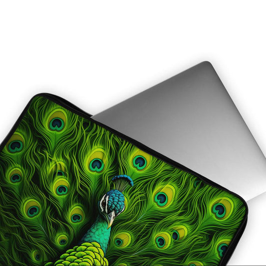 Peacock Green Feathers Laptop Sleeve Protective Cover-Oxvistore