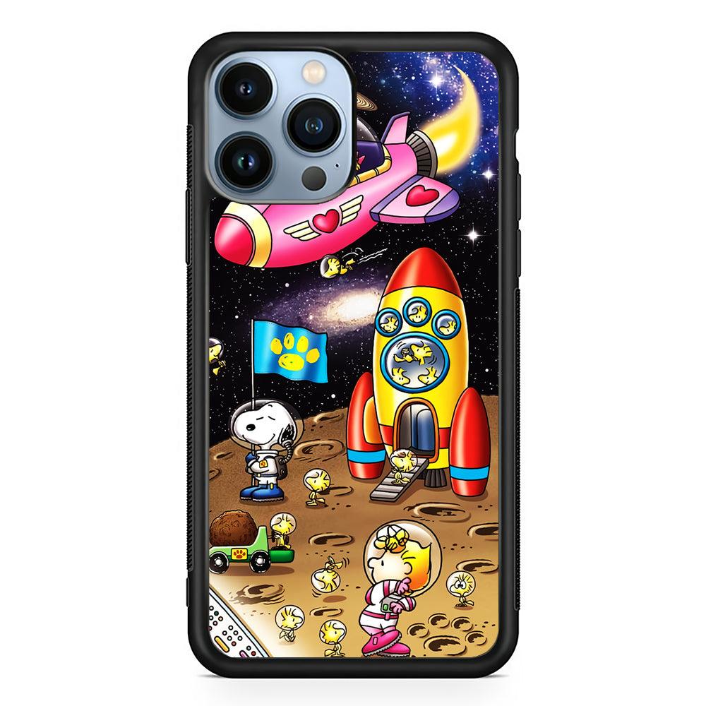 Peanuts Snoopy Space Travel 2D Rubber Phone Case-Black-Oxvistore