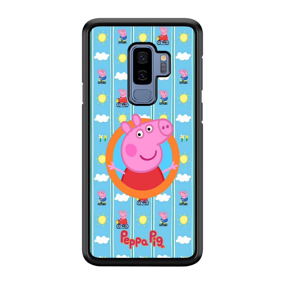Peppa Pig Circle Frame Samsung Galaxy S9 Plus Case-Rubber Black (2D Case)-Oxvistore