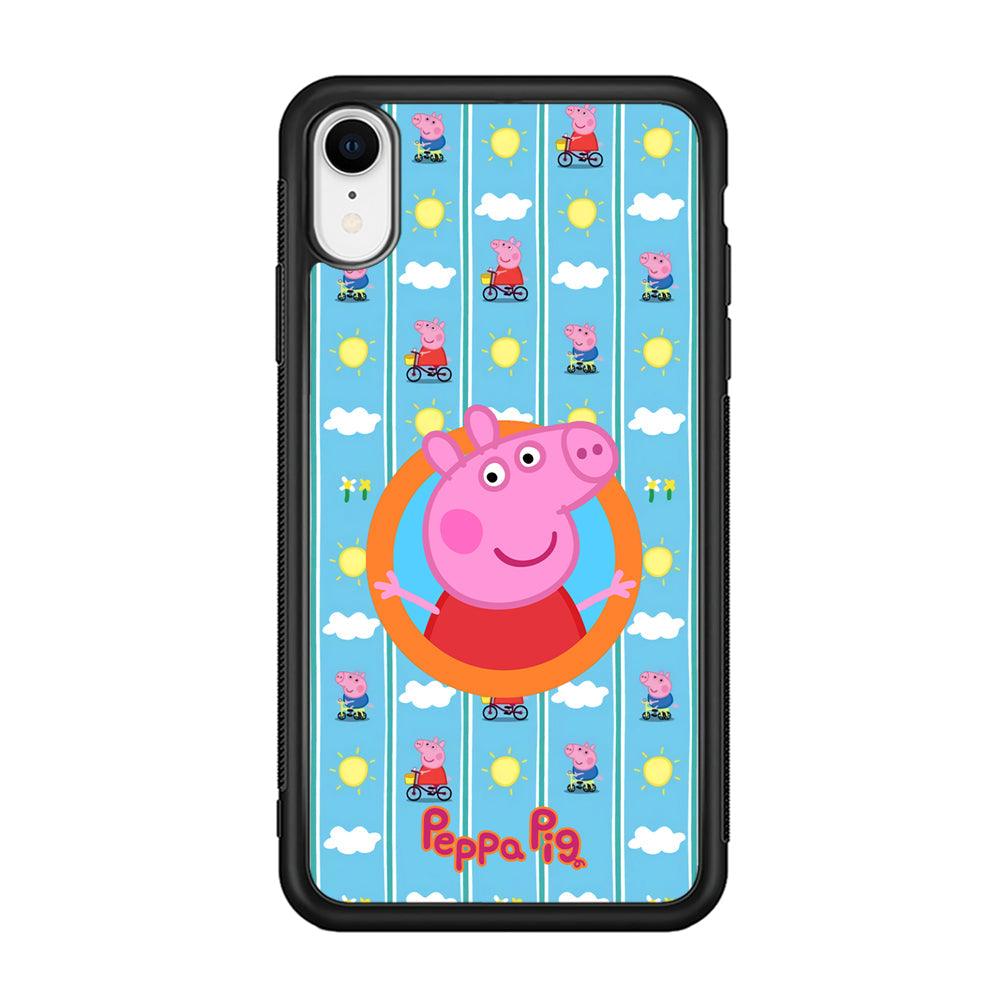 Peppa Pig Circle Frame iPhone XR Case-Rubber Black (2D Case)-Oxvistore