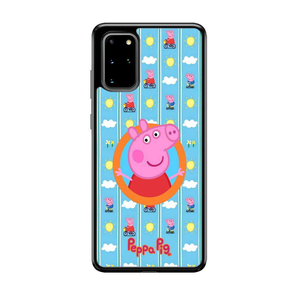 Peppa Pig Circle Frame Samsung Galaxy S20 Plus Case-Rubber Black (2D Case)-Oxvistore