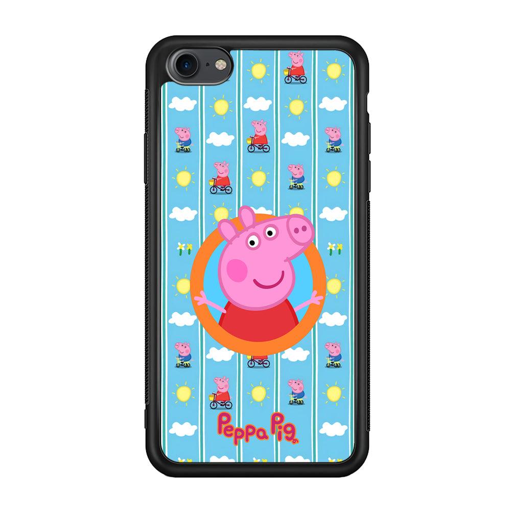 Peppa Pig Circle Frame iPhone 7 Case-Rubber Black (2D Case)-Oxvistore