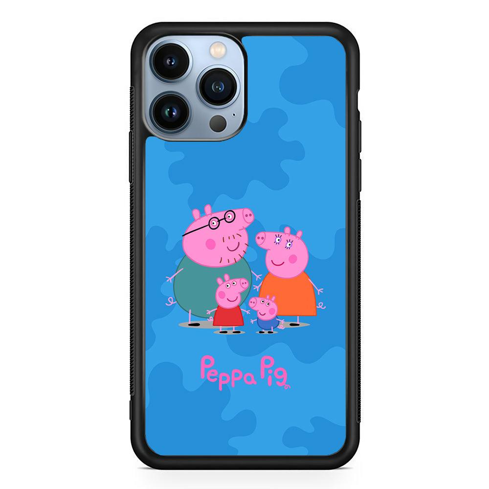 Peppa Pig Great Family iPhone 13 Pro Case-Rubber Black (2D Case)-Oxvistore