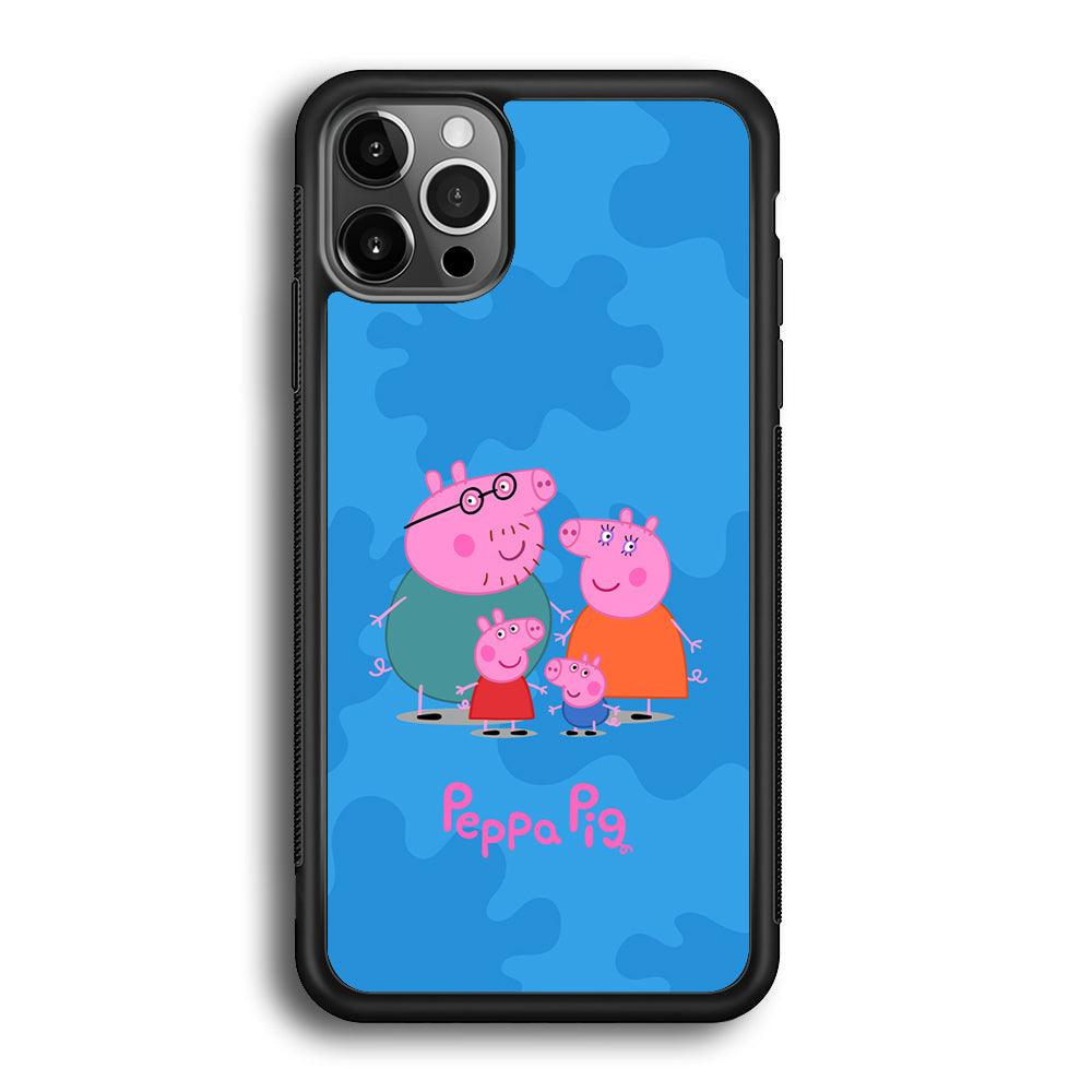 Peppa Pig Great Family iPhone 12 Pro Case-Rubber Black (2D Case)-Oxvistore
