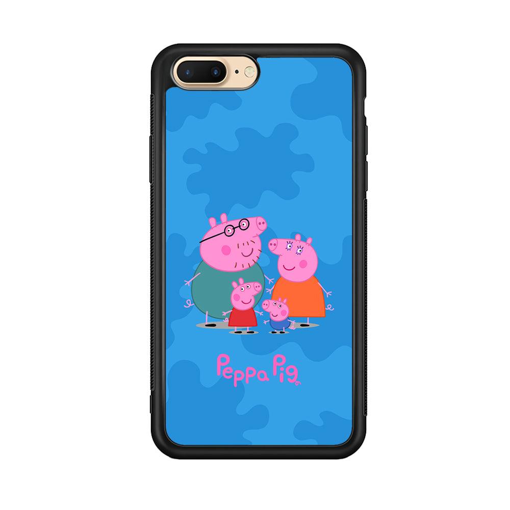 Peppa Pig Great Family iPhone 8 Plus Case-Rubber Black (2D Case)-Oxvistore