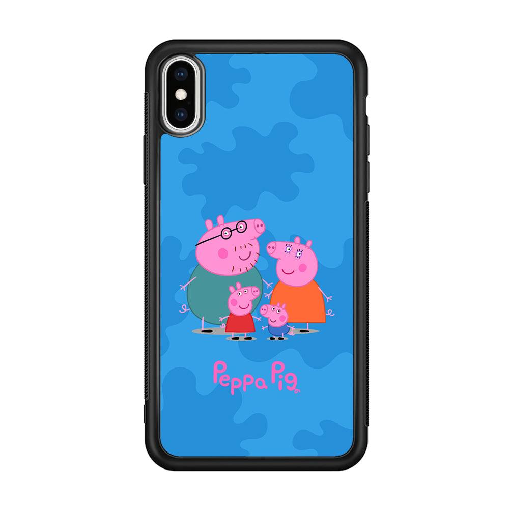 Peppa Pig Great Family iPhone Xs Max Case-Rubber Black (2D Case)-Oxvistore
