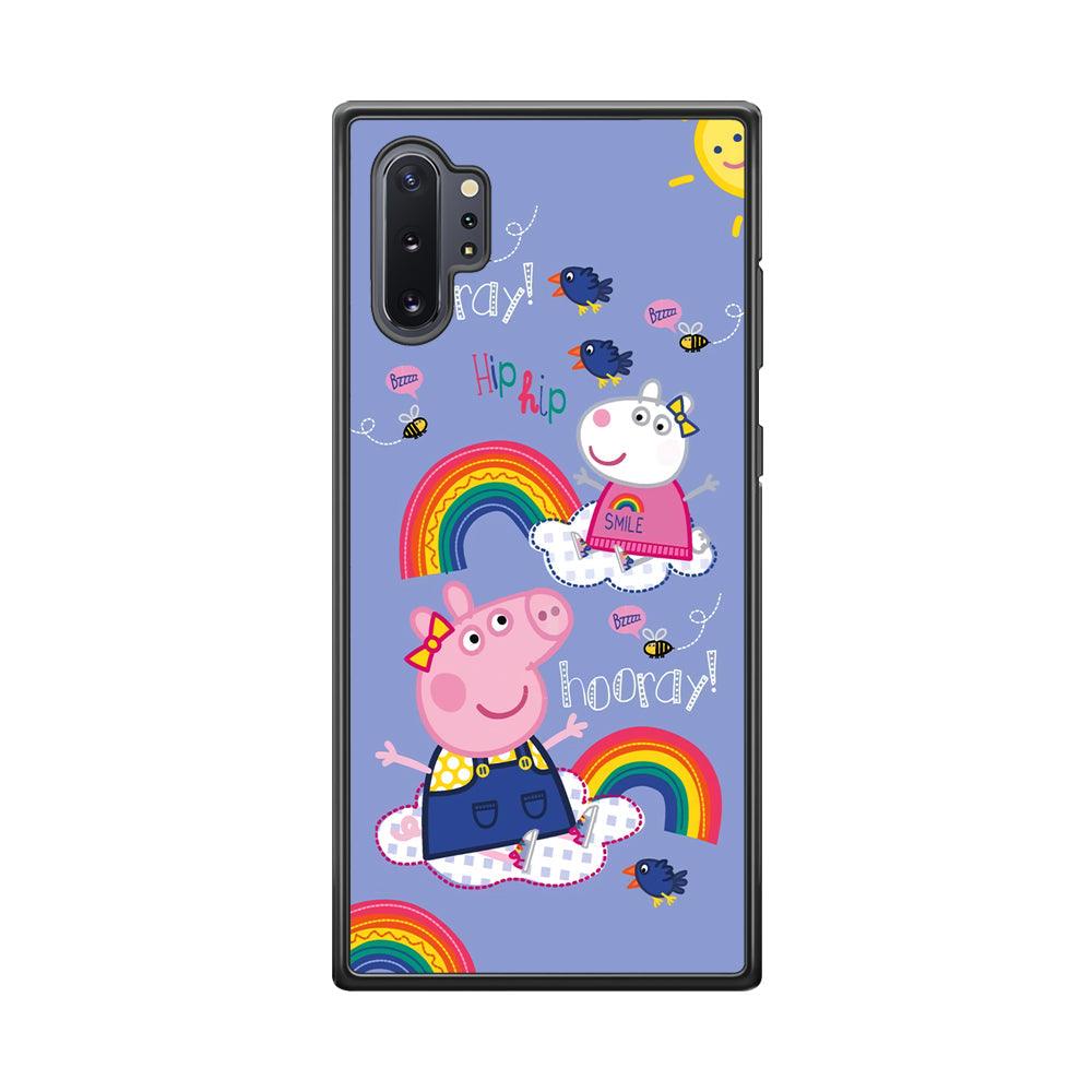 Peppa Pig Rainbow Hip Hop Samsung Galaxy Note 10 Plus Case-Rubber Black (2D Case)-Oxvistore