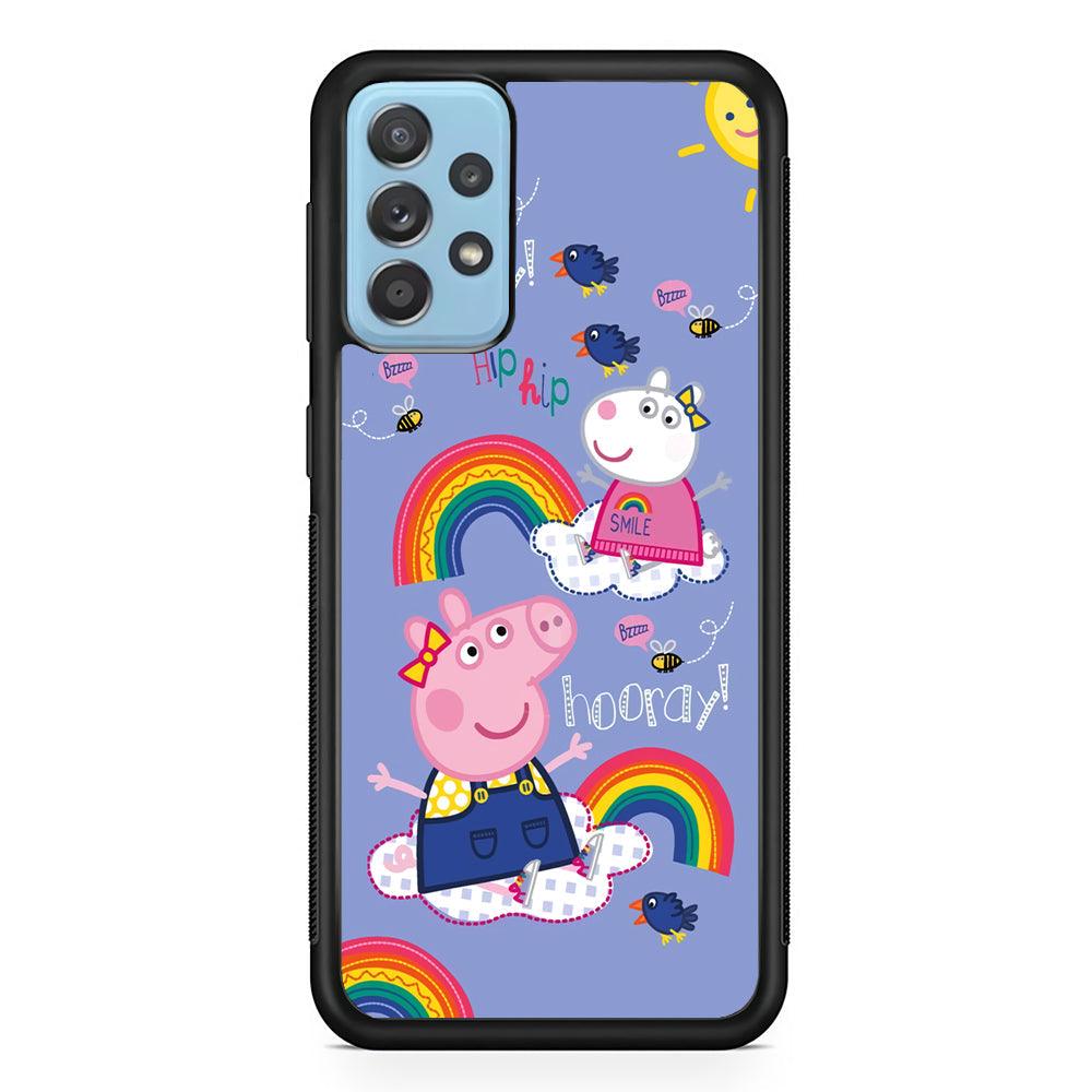 Peppa Pig Rainbow Hip Hop Samsung Galaxy A52 Case-Rubber Black (2D Case)-Oxvistore