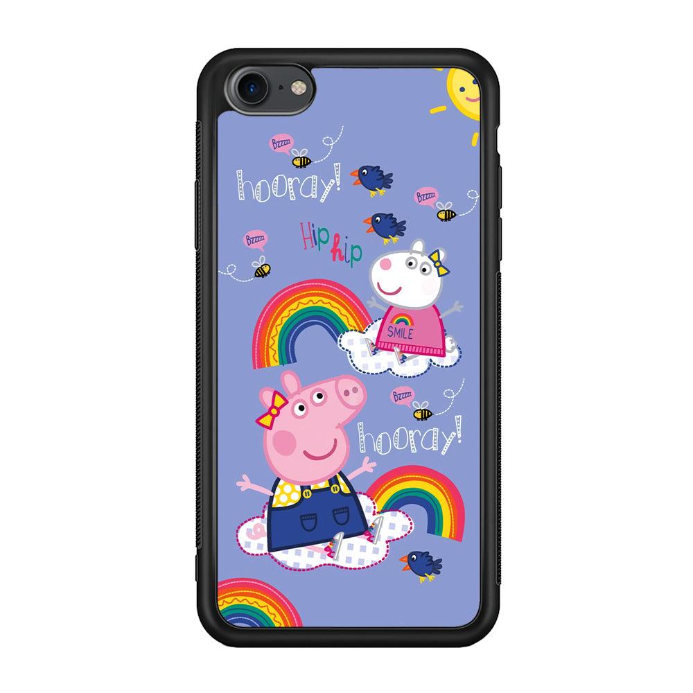 Peppa Pig Rainbow Hip Hop iPhone 8 Case-Rubber Black (2D Case)-Oxvistore