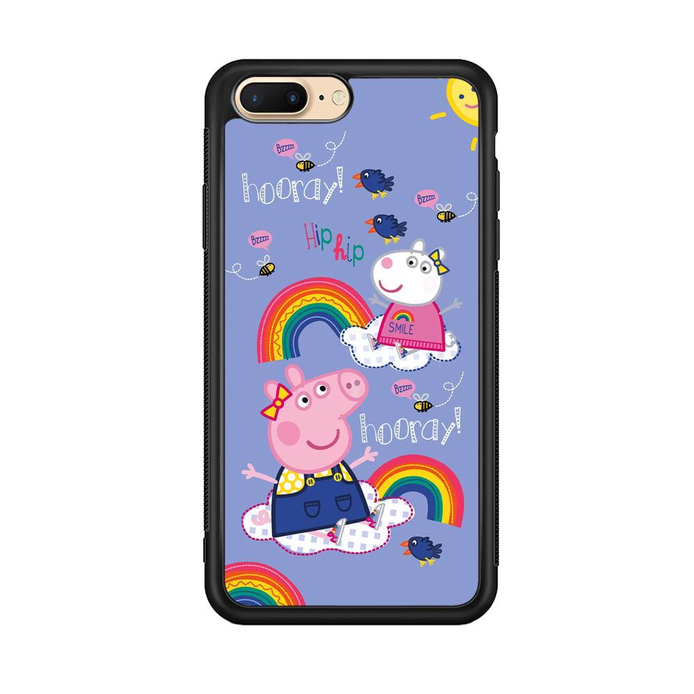 Peppa Pig Rainbow Hip Hop iPhone 8 Plus Case-Rubber Black (2D Case)-Oxvistore