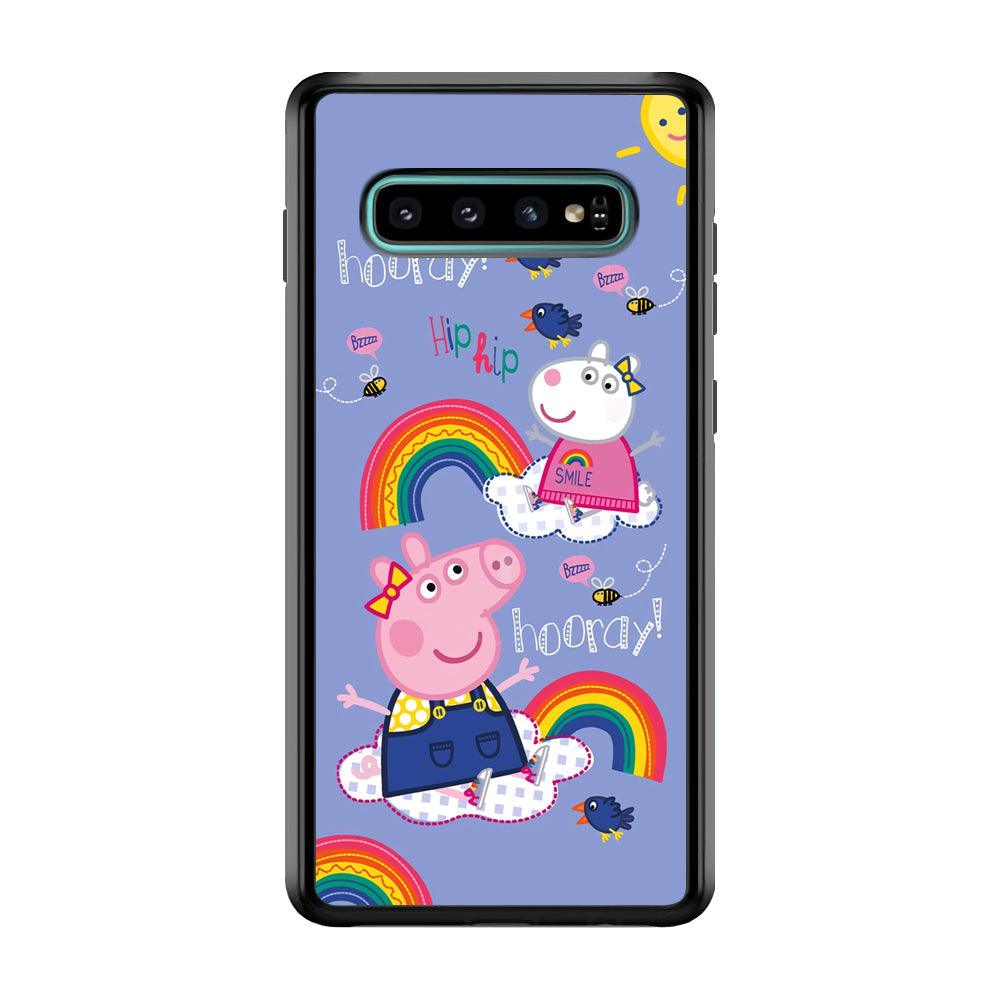 Peppa Pig Rainbow Hip Hop Samsung Galaxy S10 Case-Rubber Black (2D Case)-Oxvistore