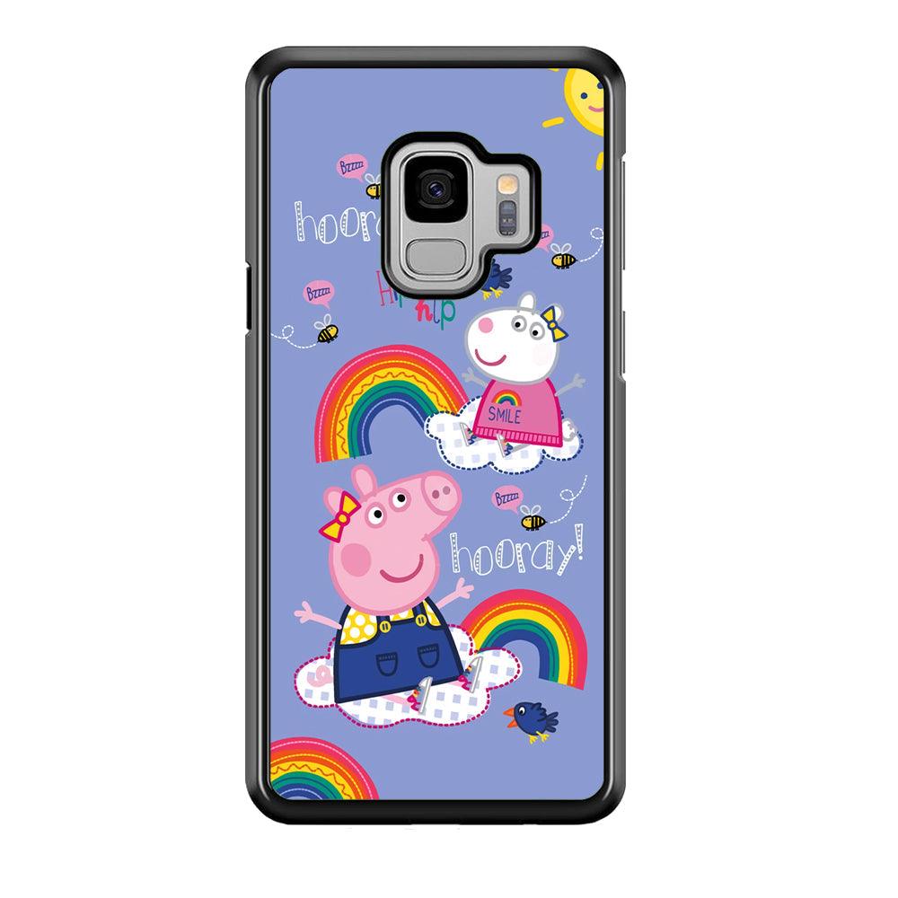 Peppa Pig Rainbow Hip Hop Samsung Galaxy S9 Case-Rubber Black (2D Case)-Oxvistore