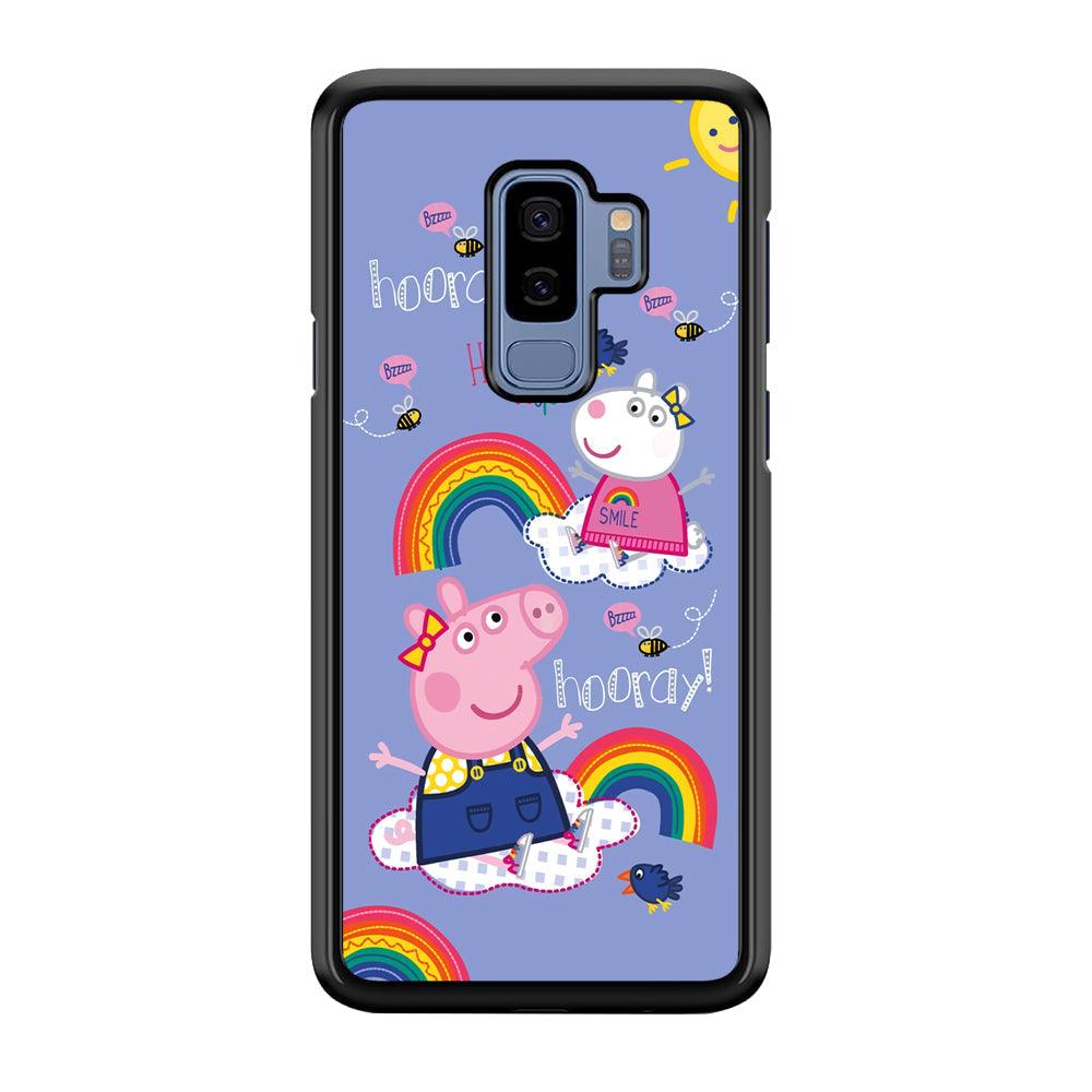 Peppa Pig Rainbow Hip Hop Samsung Galaxy S9 Plus Case-Rubber Black (2D Case)-Oxvistore