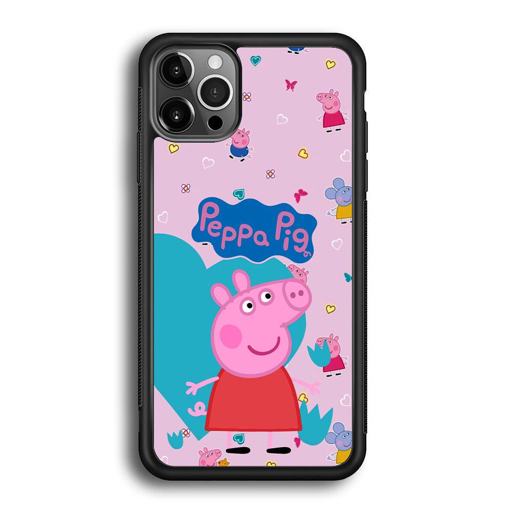 Peppa Pig Smile Always On iPhone 12 Pro Case-Rubber Black (2D Case)-Oxvistore