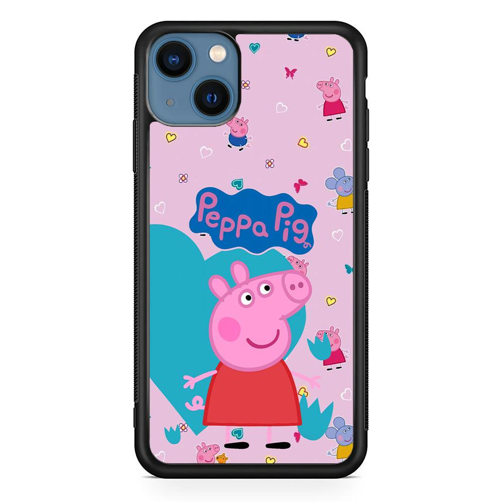 Peppa Pig Smile Always On iPhone 13 Case-Rubber Black (2D Case)-Oxvistore