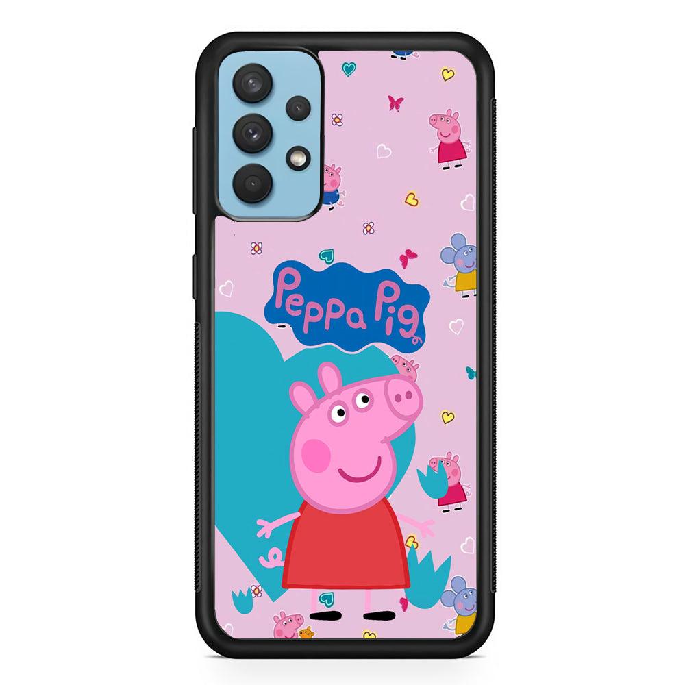 Peppa Pig Smile Always On Samsung Galaxy A32 Case-Rubber Black (2D Case)-Oxvistore