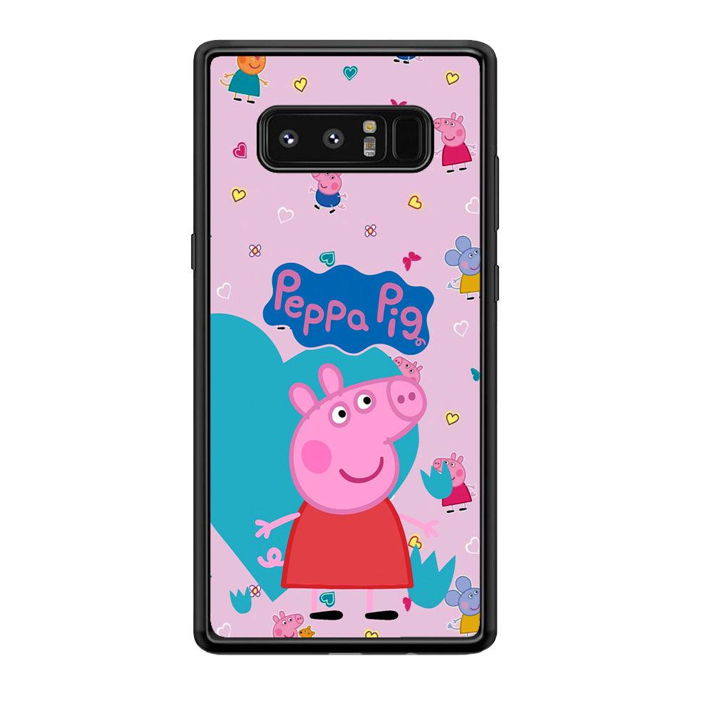 Peppa Pig Smile Always On Samsung Galaxy Note 8 Case-Rubber Black (2D Case)-Oxvistore