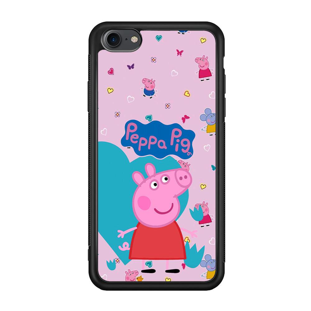 Peppa Pig Smile Always On iPhone 7 Case-Rubber Black (2D Case)-Oxvistore