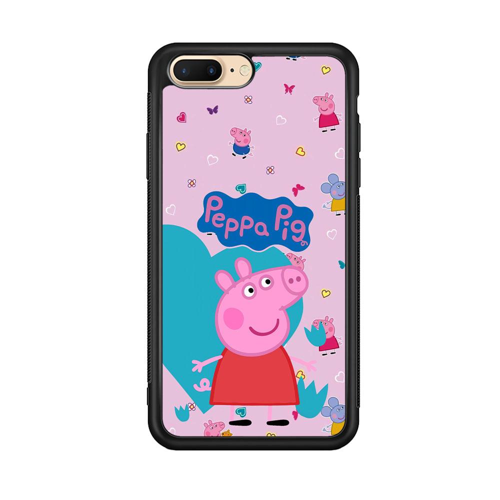 Peppa Pig Smile Always On iPhone 8 Plus Case-Rubber Black (2D Case)-Oxvistore