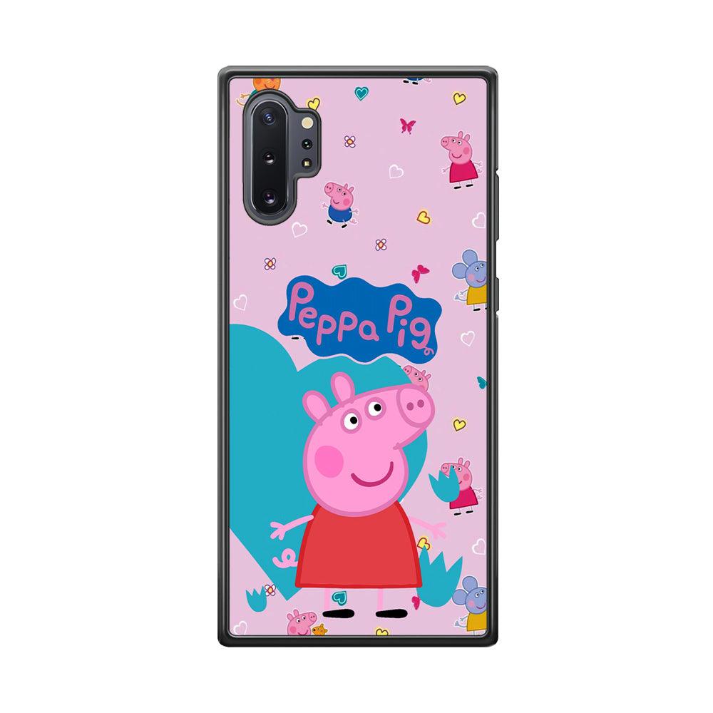 Peppa Pig Smile Always On Samsung Galaxy Note 10 Plus Case-Rubber Black (2D Case)-Oxvistore
