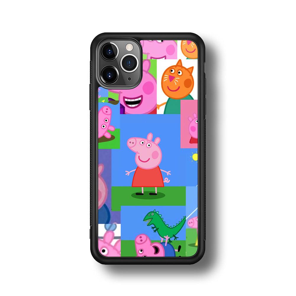 Peppa Pig Smiley Pic Collage iPhone 11 Pro Case-Rubber Black (2D Case)-Oxvistore