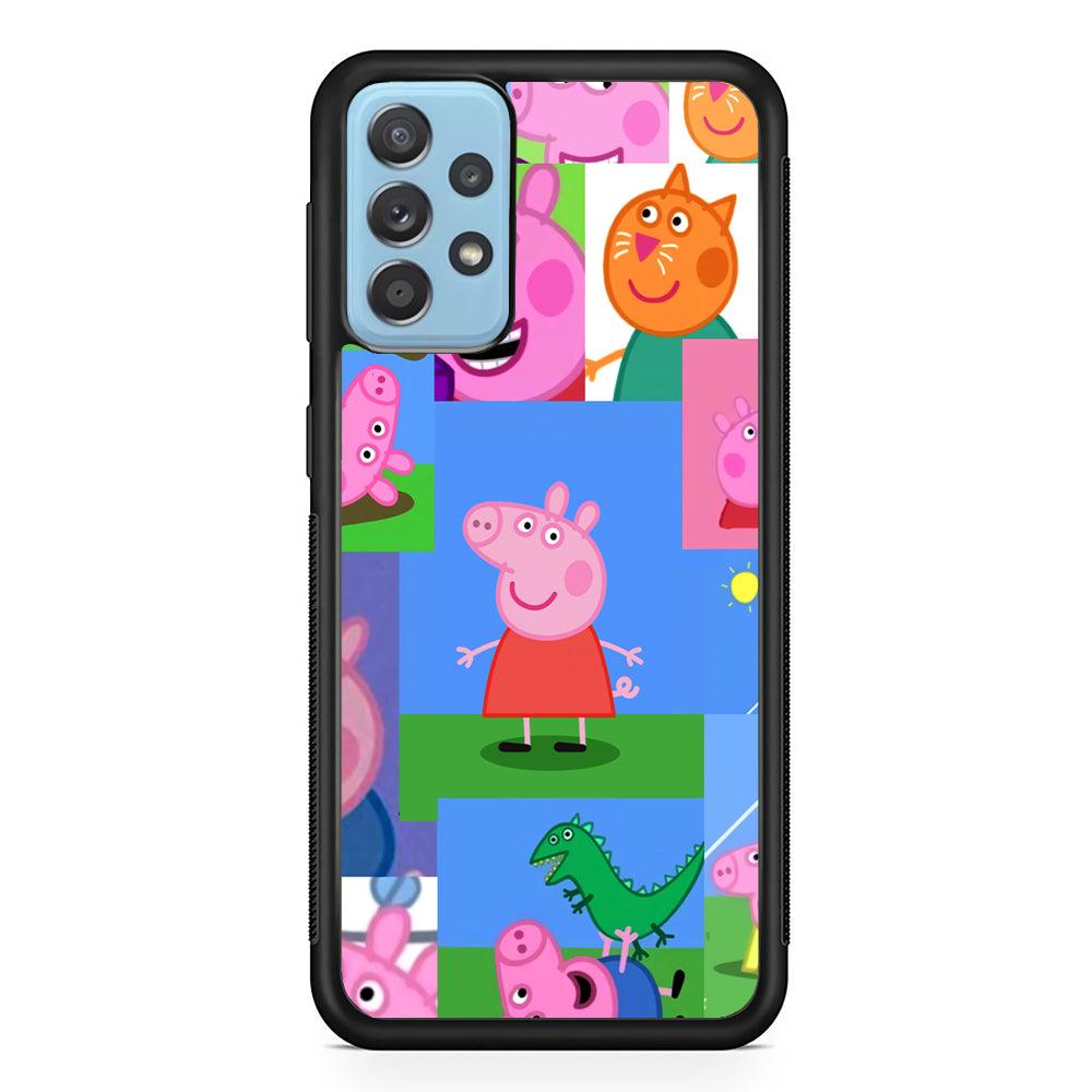 Peppa Pig Smiley Pic Collage Samsung Galaxy A52 Case-Rubber Black (2D Case)-Oxvistore