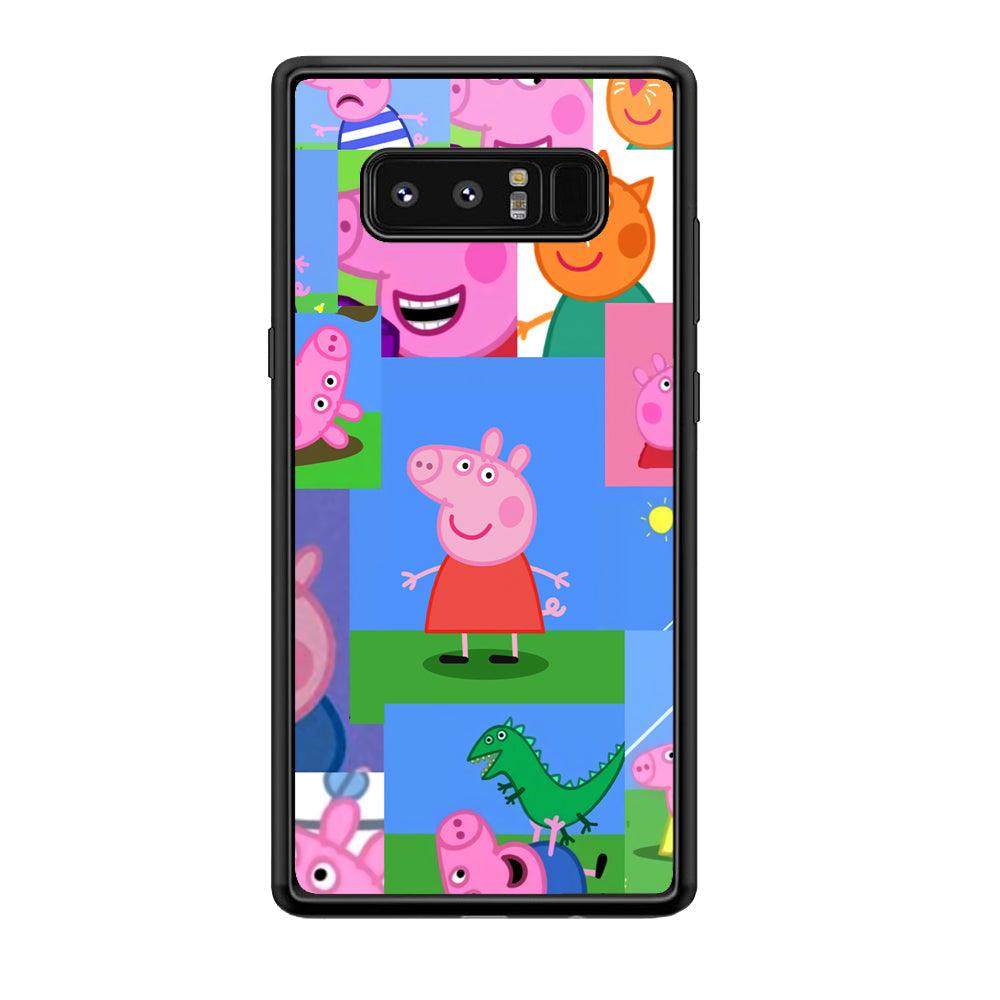 Peppa Pig Smiley Pic Collage Samsung Galaxy Note 8 Case-Rubber Black (2D Case)-Oxvistore