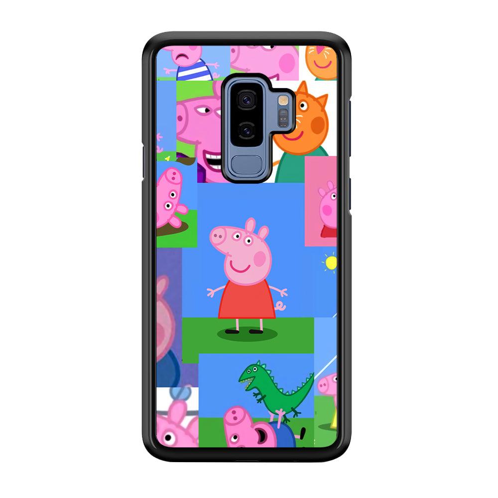 Peppa Pig Smiley Pic Collage Samsung Galaxy S9 Plus Case-Rubber Black (2D Case)-Oxvistore